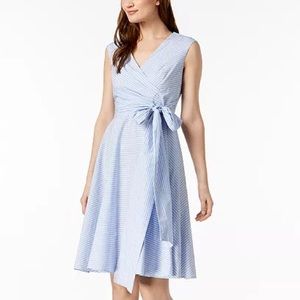 Calvin Klein Cotton Striped Wrap Dress NWOT
